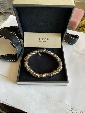 Silver Disc Bead Bracelet - Silver